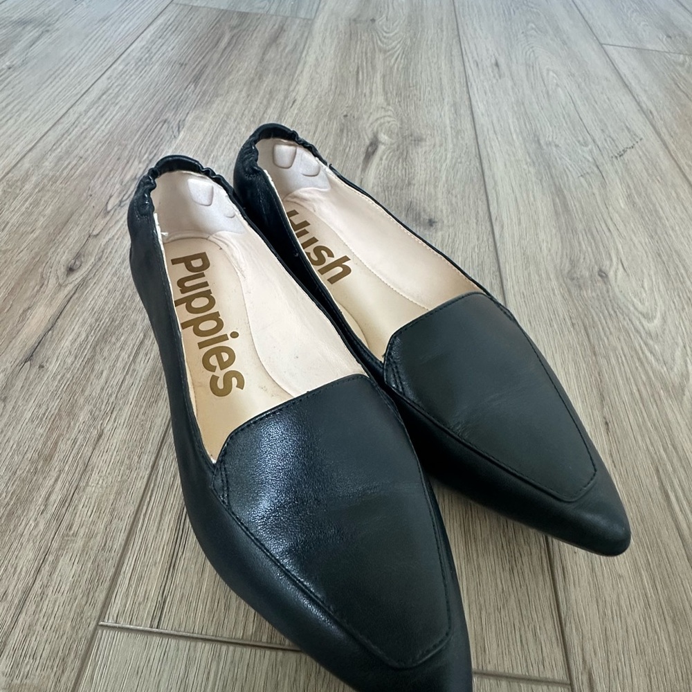 Hush Puppies Black Loafers Sleek Pointed Toe